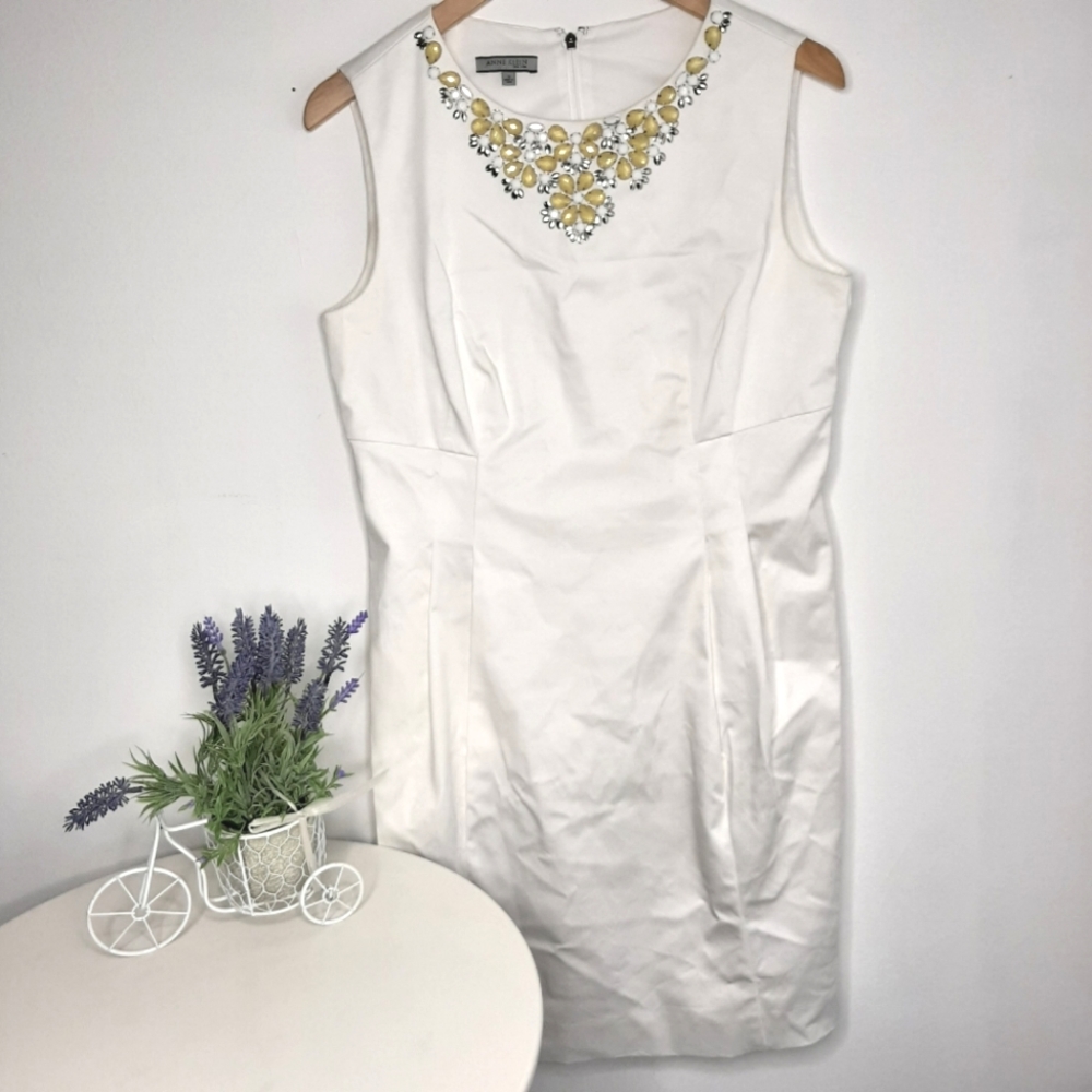 Anne Klein White Embelished Dress size 10